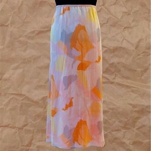 Vintage Linda Allard, Ellen Tracy Pure Silk Floral Maxi Skirt